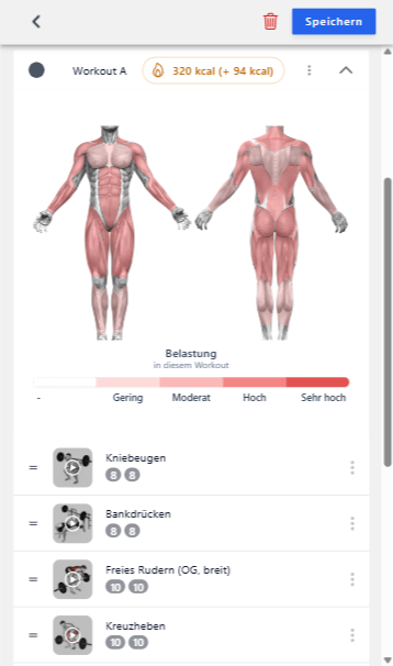 Fitness3 App - Trainingsplan erstellen
